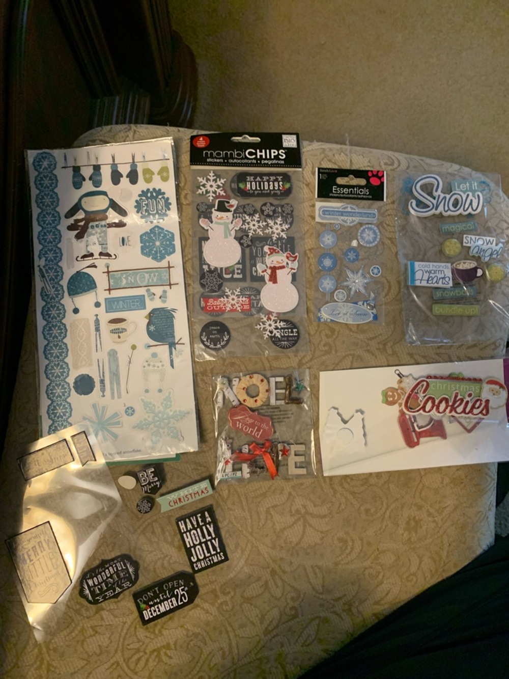 Assorted Winter & Christmas Sticker Pack - Blue, White, Red Accentsl